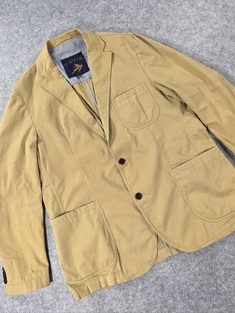 Orvis Khaki Sports Jacket Casual Cotton Blazer Utility Chore Safari